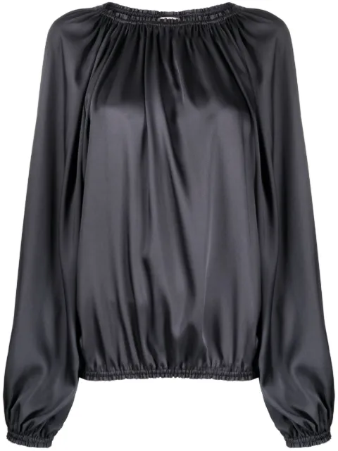 Blanca Vita blusa fruncida con acabado satinado