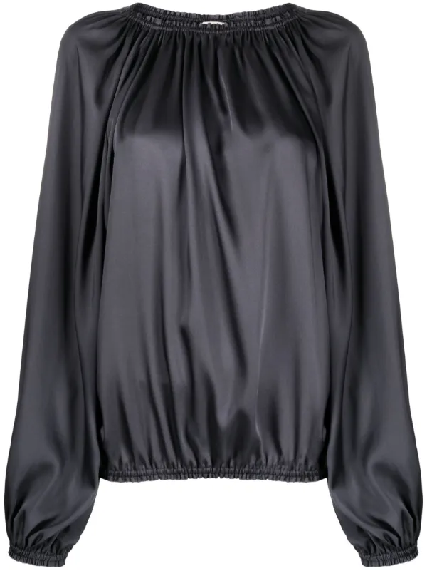 Blanca Vita シャーリング サテンブラウス | グレー | FARFETCH JP