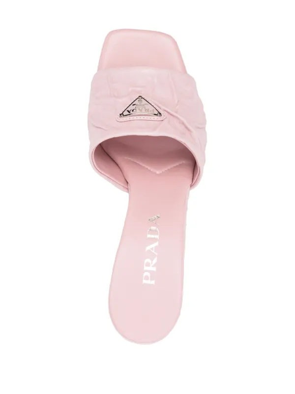 Prada 70mm triangle-logo Sandals | Pink | FARFETCH