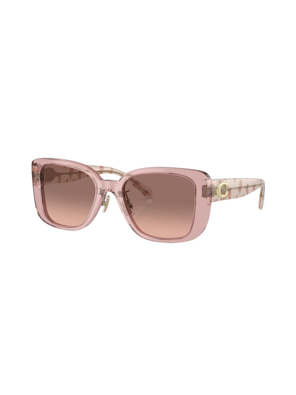 Shop Coach Floral-print Square Sunglasses In Pink