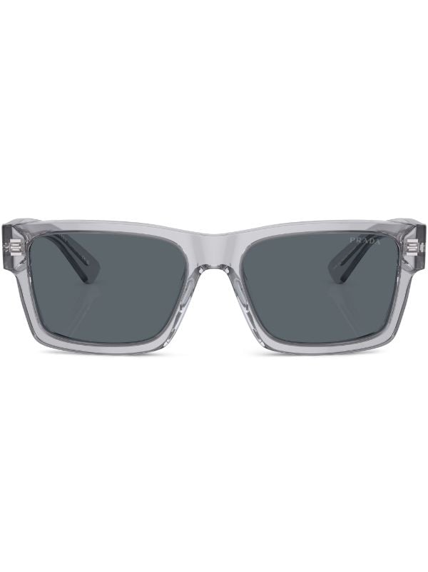 Prada Men's Clear Acetate Rectangle Sunglasses