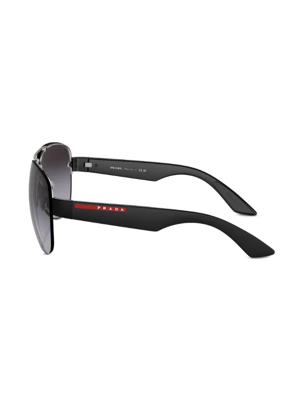 Prada Linea Rossa logo-print round-frame Sunglasses | Silver