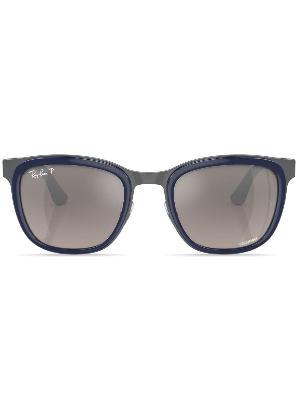Ray Ban Clyde Round-frame Sunglasses In Blue_on_gunmetal_silver