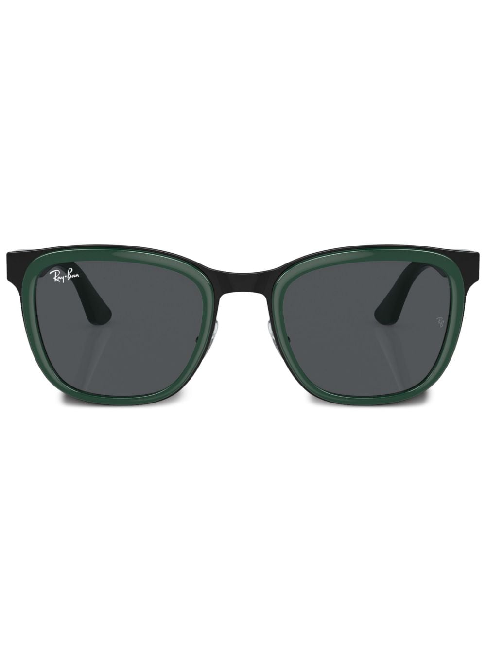 Ray Ban Clyde Round-frame Sunglasses In Green_on_black_dark_grey