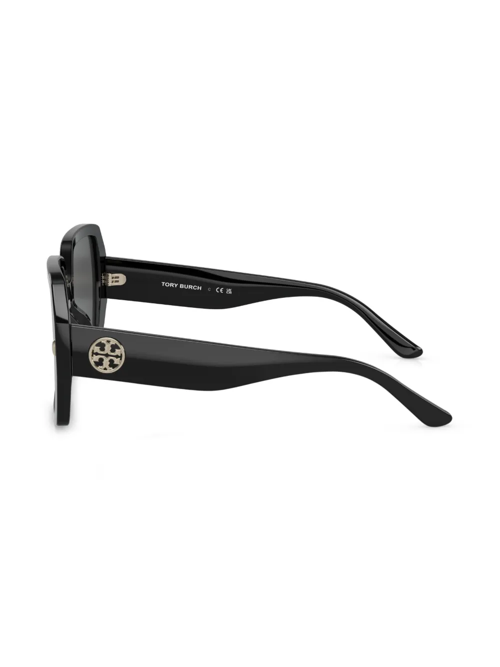 Shop Tory Burch Oversize-frame Logo-plaque Sunglasses In 170987 Black