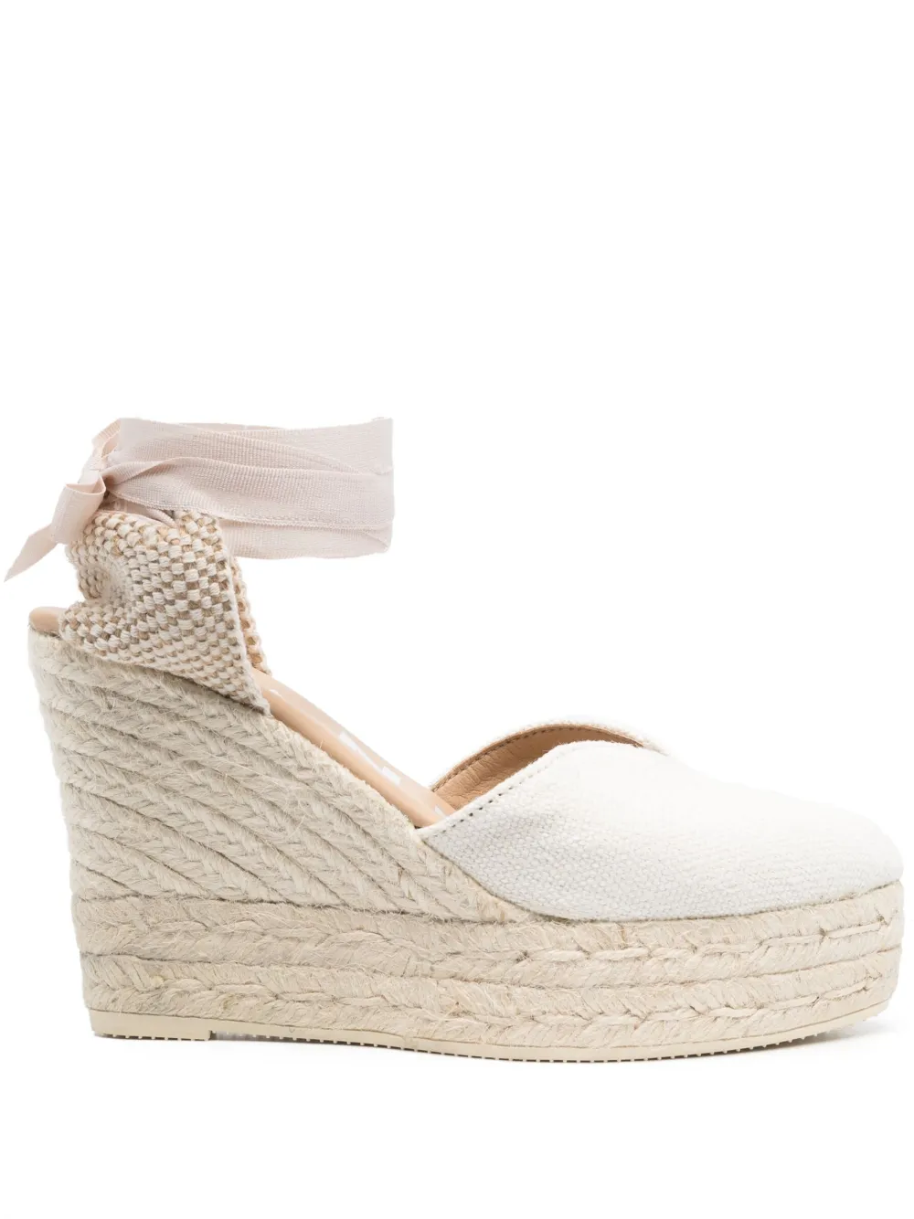 Manebi 110mm Ankle-strap Wedge Espadrilles In Weiss