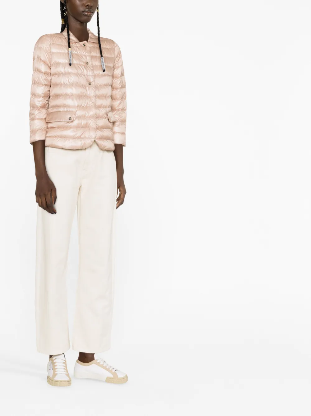 Herno Button-fastening Padded Jacket In Pink