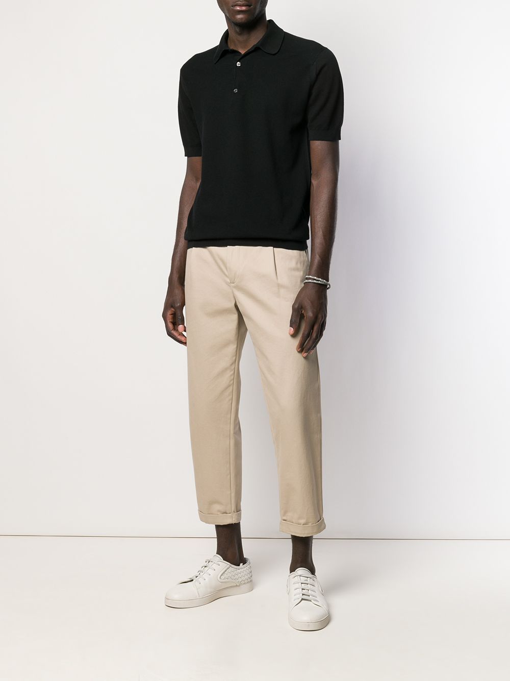 John Smedley Katoenen poloshirt - Zwart