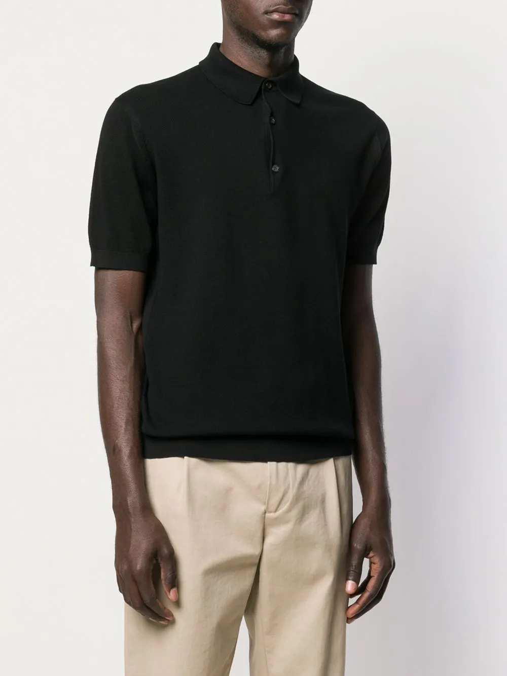 John Smedley Katoenen poloshirt Zwart