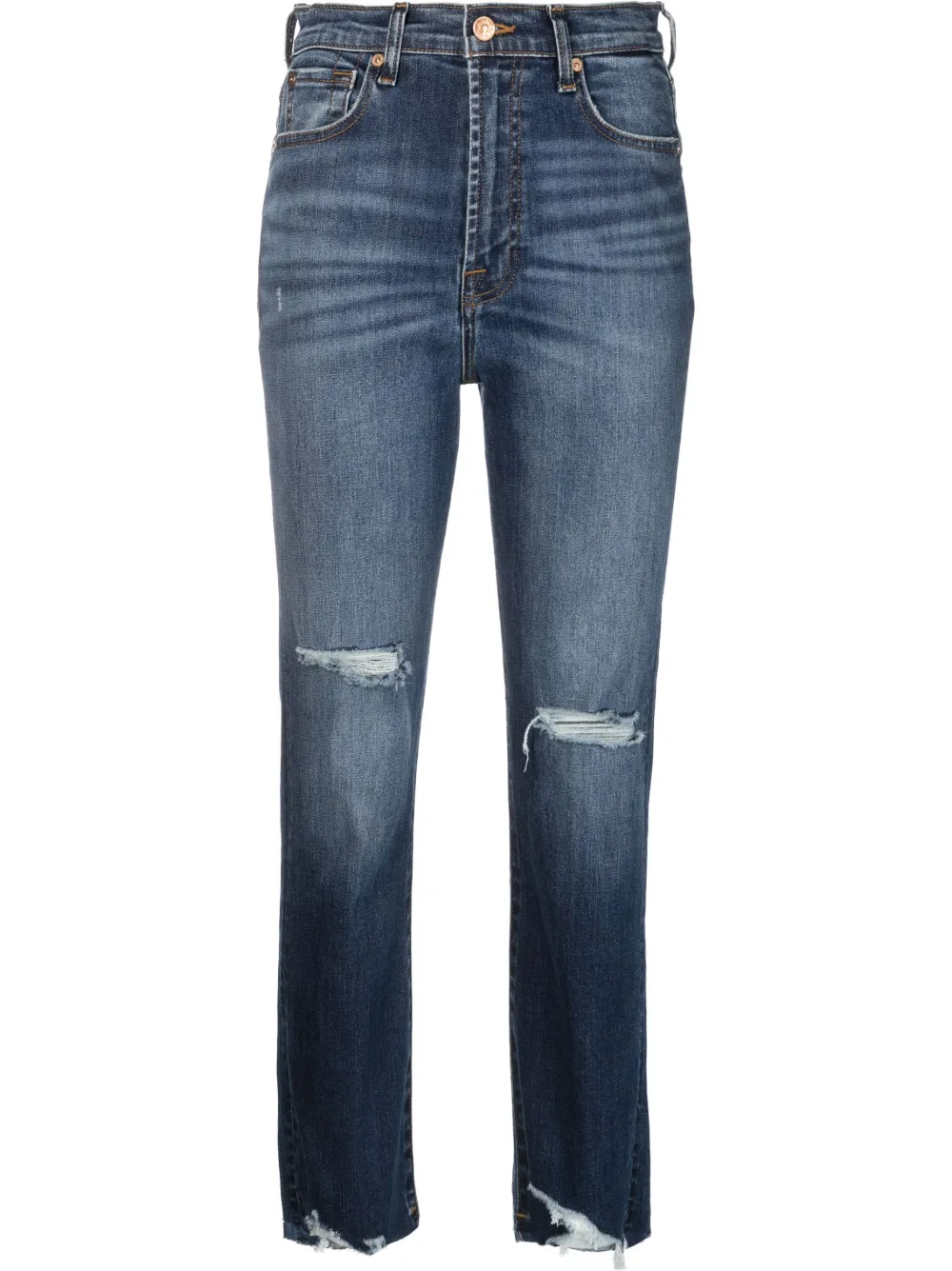 7 For All Mankind distressed-effect cropped jeans - Blue