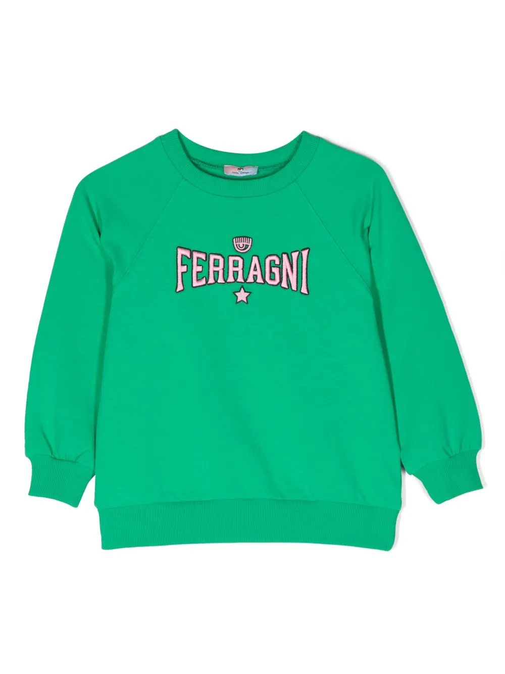 Chiara Ferragni Kids' Logo-embroidered Stretch Sweatshirt In Green