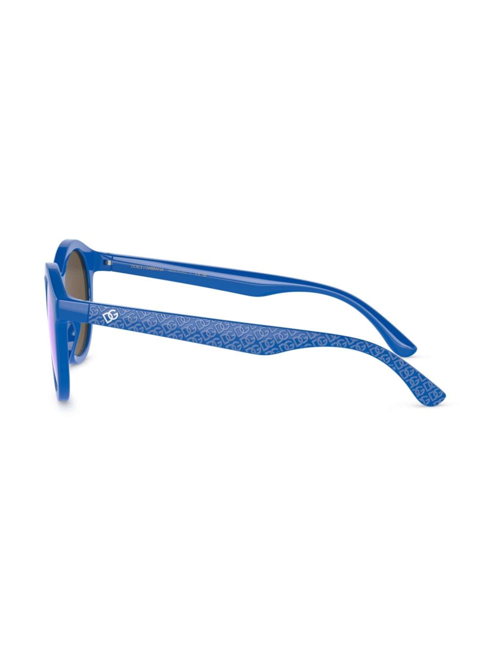 Shop Dolce & Gabbana Logo-print Round-frame Sunglasses In Blue