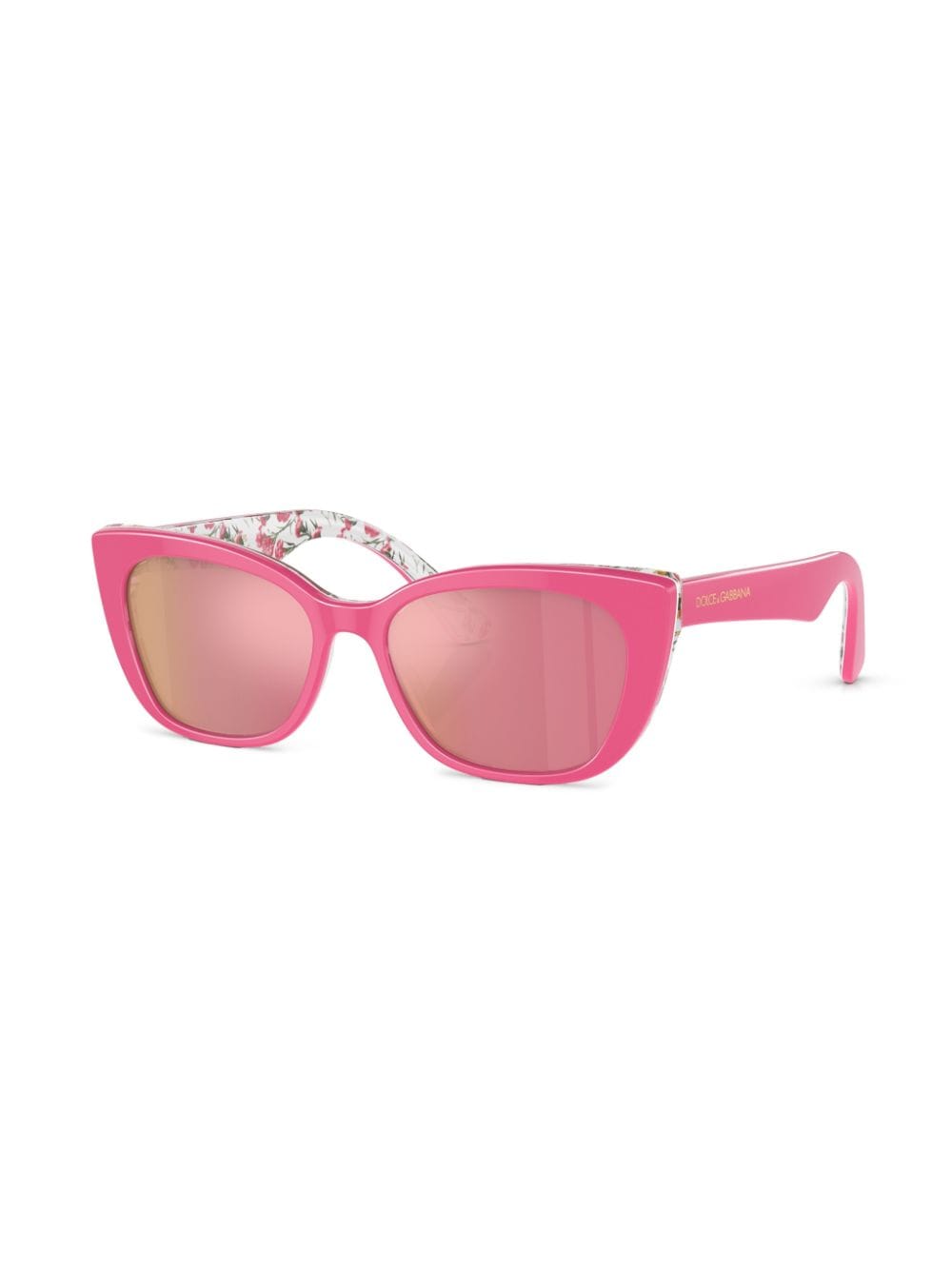Shop Dolce & Gabbana Floral-print Cat-eye Frame Sunglasses In Pink