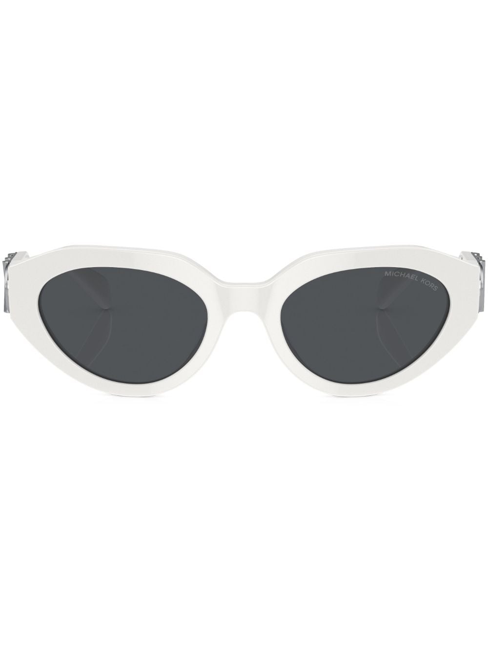 Shop Michael Kors Empire Oval-frame Sunglasses In White
