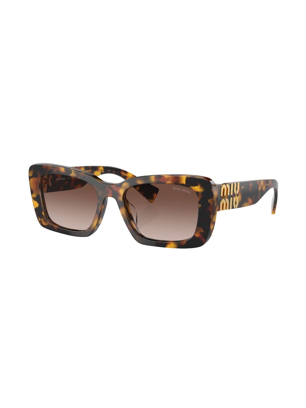 Shop Miu Miu Tortoiseshell-effect Square-frame Sunglasses In Brown