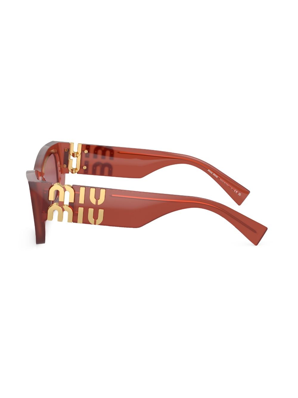 Shop Miu Miu Logo-plaque Rectangle-frame Sunglasses In Rot