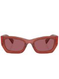 Miu Miu Eyewear logo-plaque rectangle-frame sunglasses - Red