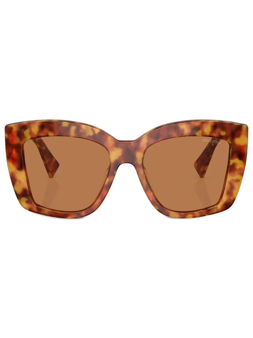 MIU MIU TORTOISESHELL-EFFECT SQUARE-FRAME SUNGLASSES