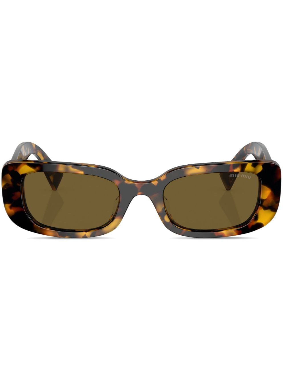 Shop Miu Miu Tortoiseshell-effect Rectangle-frame Sunglasses In Schwarz