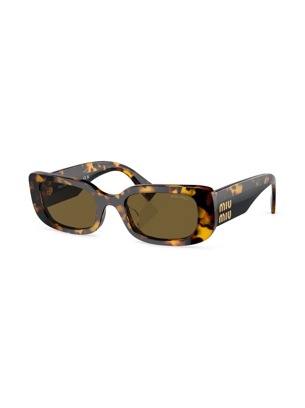 Shop Miu Miu Tortoiseshell-effect Rectangle-frame Sunglasses In Schwarz