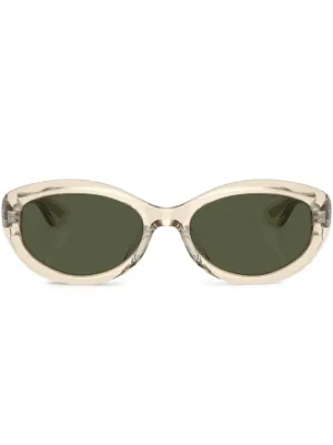Oliver Peoples Transparent Beige Cat-Eye Sunglasses with Dark Lenses Oliver Peoples 1998C with Gold frame and Dark Brown Gradient  main image 3