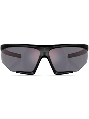 PRADA ブラック オーバーサイズ サングラス Prada Linea Rossa オーバーサイズ サングラス | ブラック | FARFETCH JP
