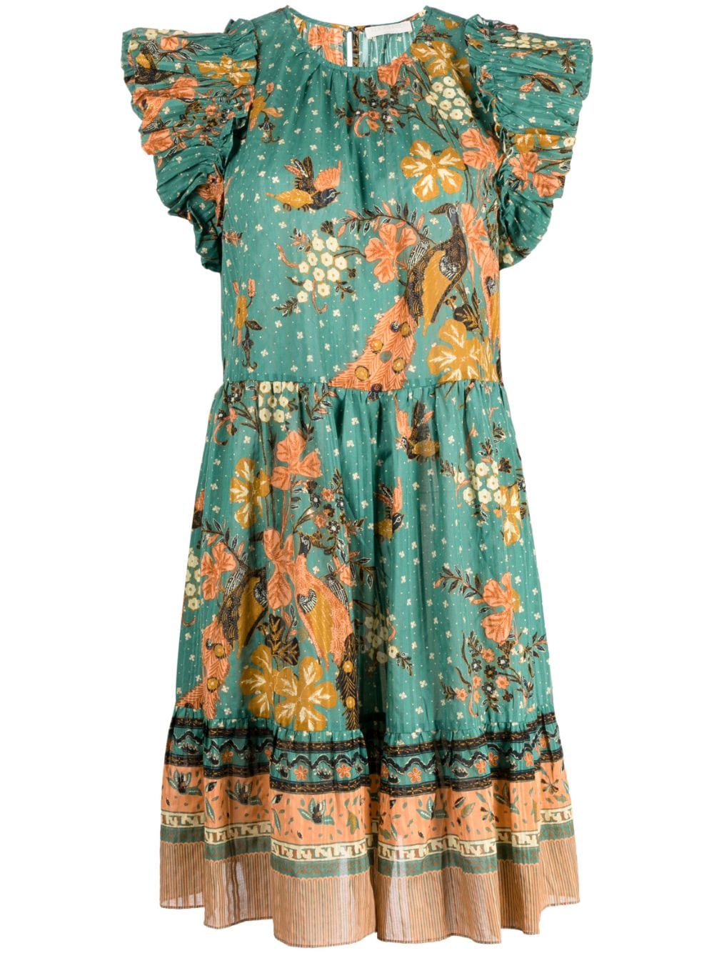 Shop Ulla Johnson Etta Floral-print Mini Dress In Green