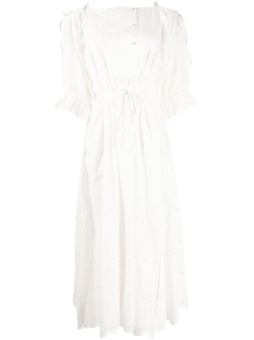 Ulla Johnson Cutwork-detailing Midi Dress In White | ModeSens