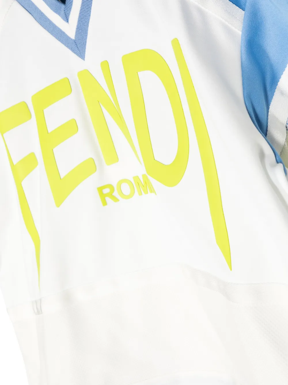 Shop Fendi Logo-print Mesh-panel T-shirt In Blue