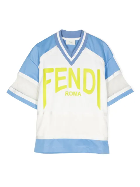 Fendi Kids playera con paneles de malla y logo estampado