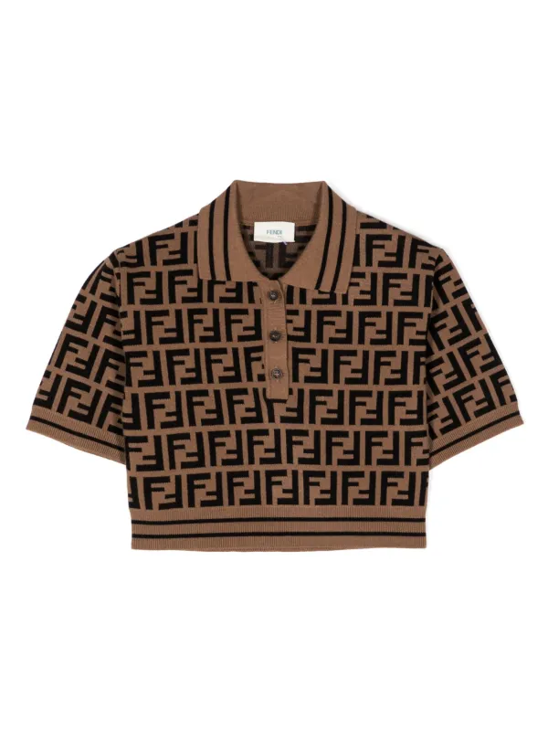 Fendi Kids モノグラム ロゴ ポロシャツ | ブラウン | FARFETCH JP