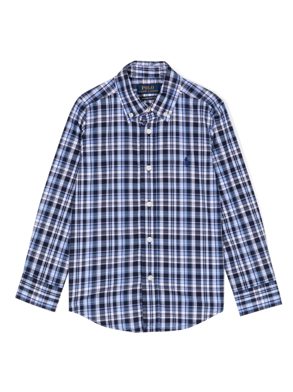 Ralph Lauren Kids' Embroidered-logo Check-pattern Shirt In Blue