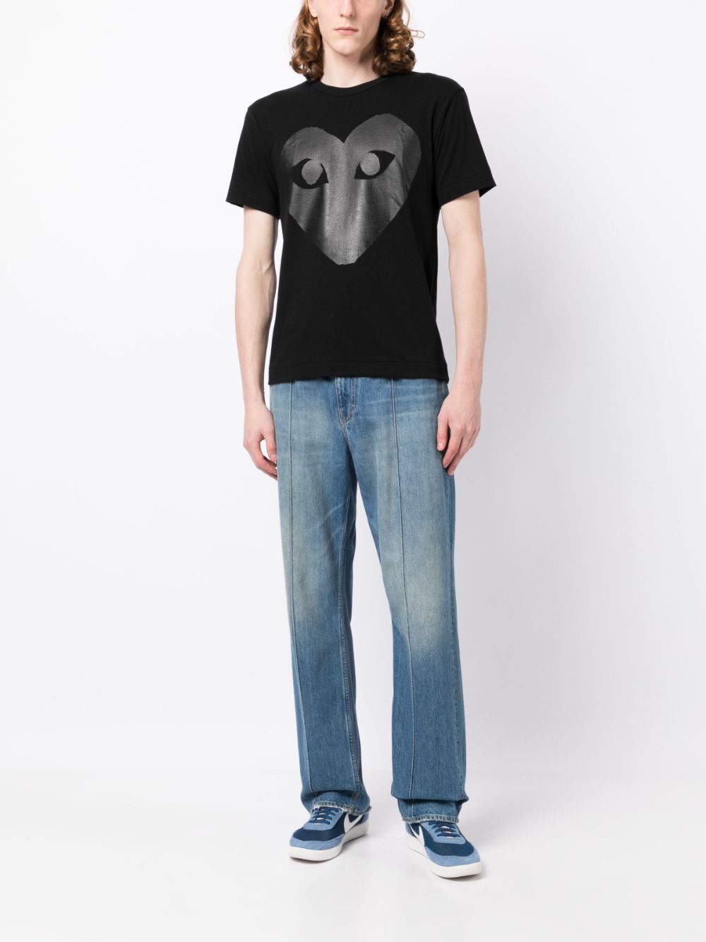 Comme Des Garçons T-shirt met hartprint - Zwart