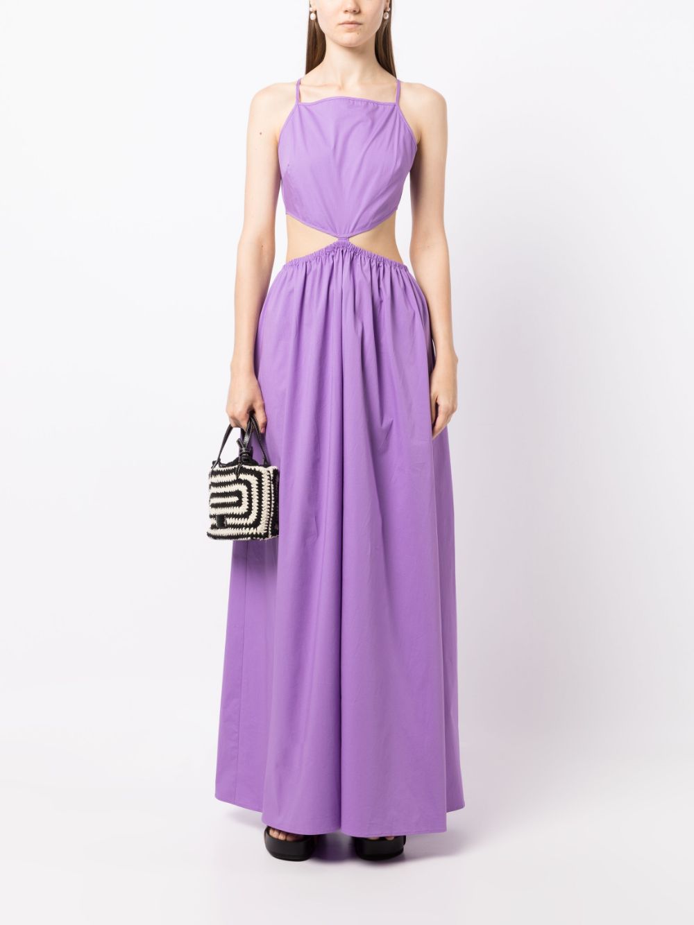 Shop Staud Cut-out Long Dress In Violett