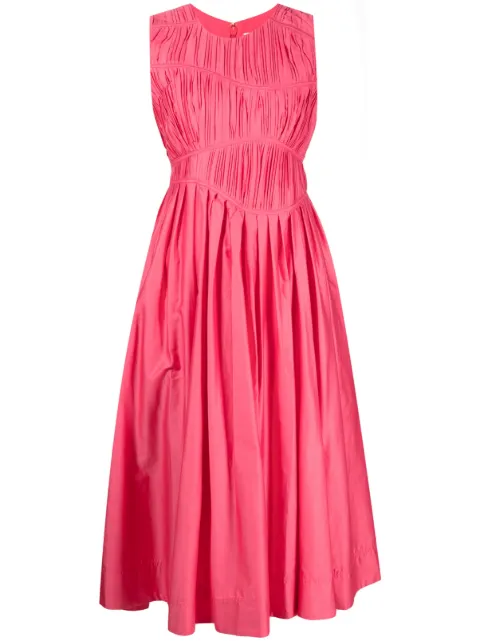 Aje asymmetric pleated midi dress