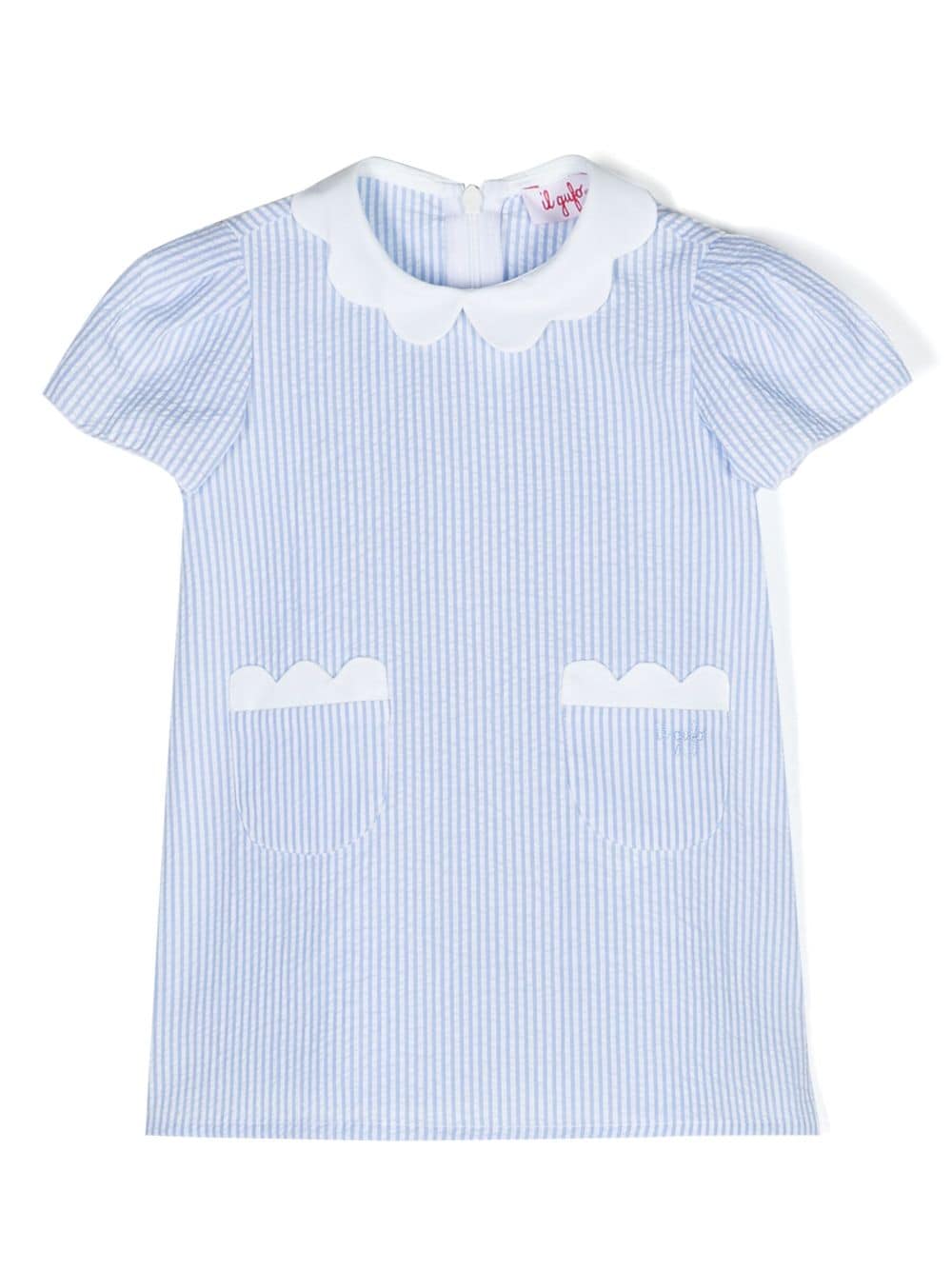 Il Gufo Babies' Stripe-pattern Cotton Dress In Light Blue