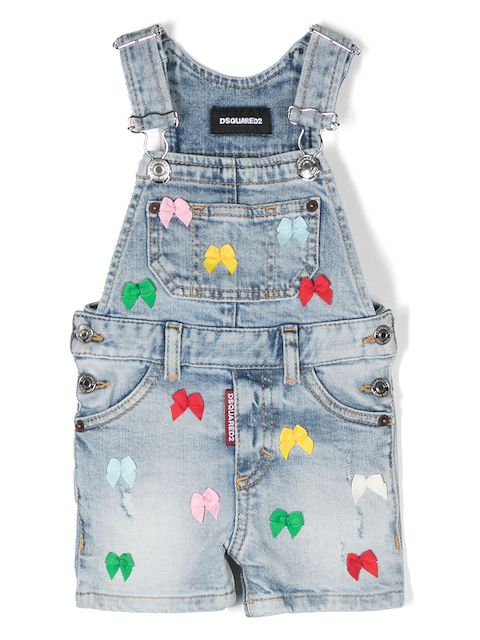 Dsquared2 Kids リボン デニムオーバーオール