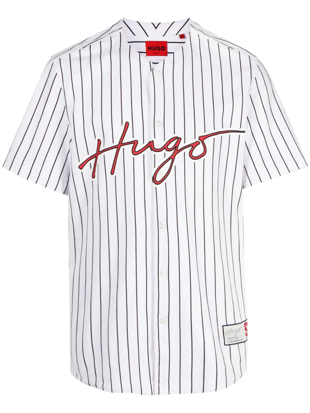 HUGO logo-print cotton baseball shirt - Black