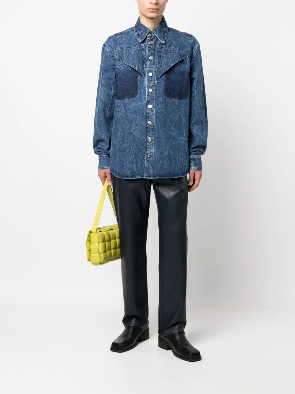 Namacheko Eveh Crinkled-finish Denim Shirt In Light Indigo | ModeSens