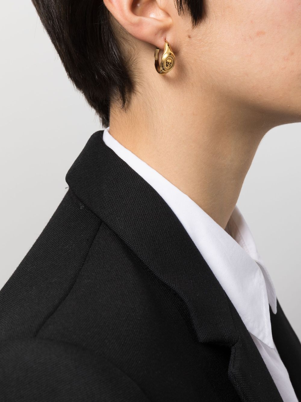 Shop Alexander Mcqueen Skull-detail Small Hoop Earrings In Gold