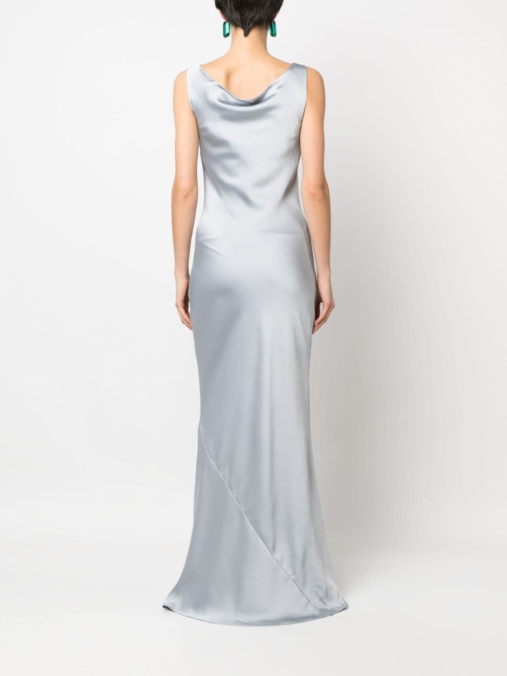 Shop Norma Kamali Satin Maxi Gown Dress In Silber