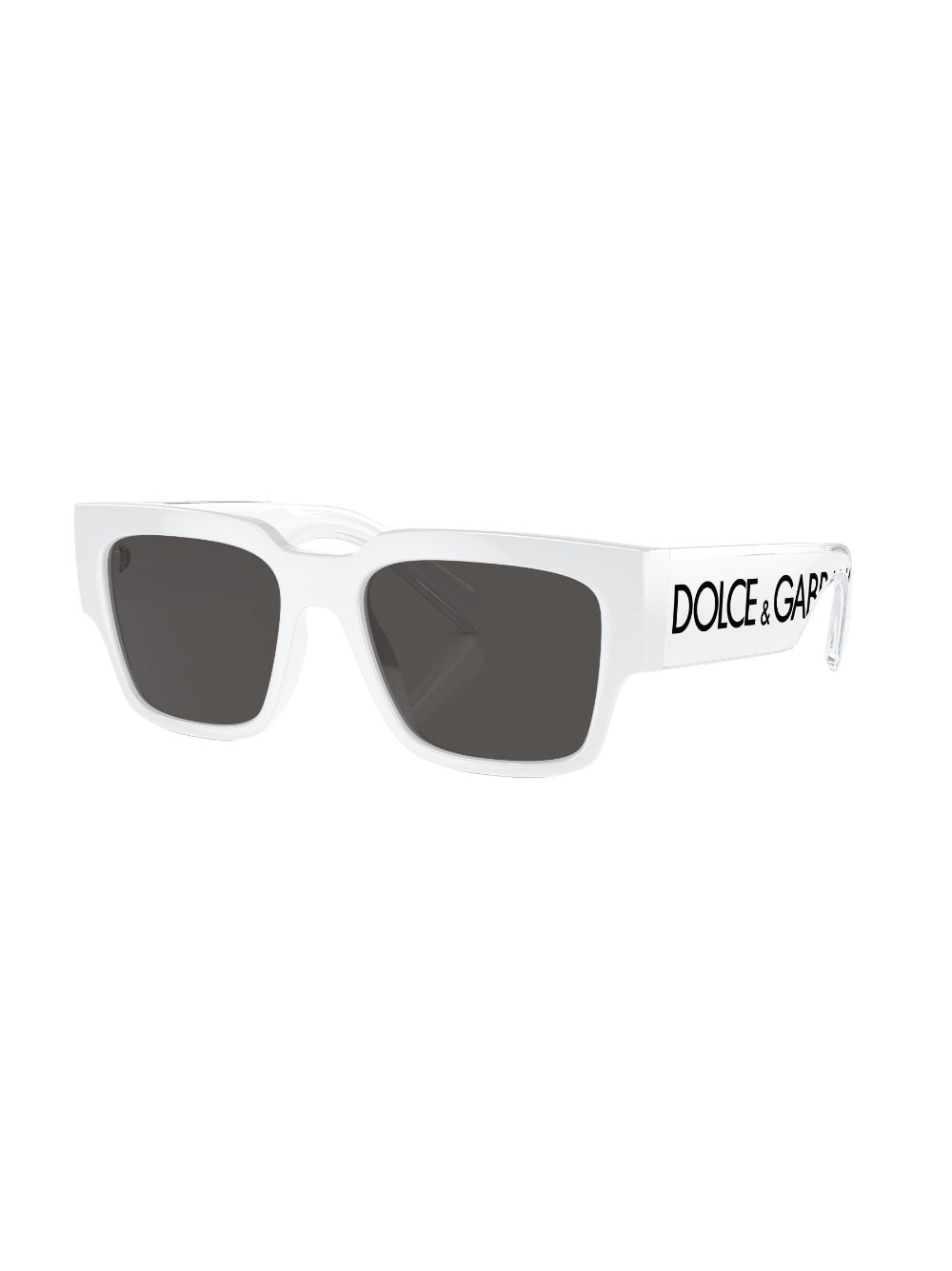 Shop Dolce & Gabbana Logo-print Square-frame Sunglasses In White