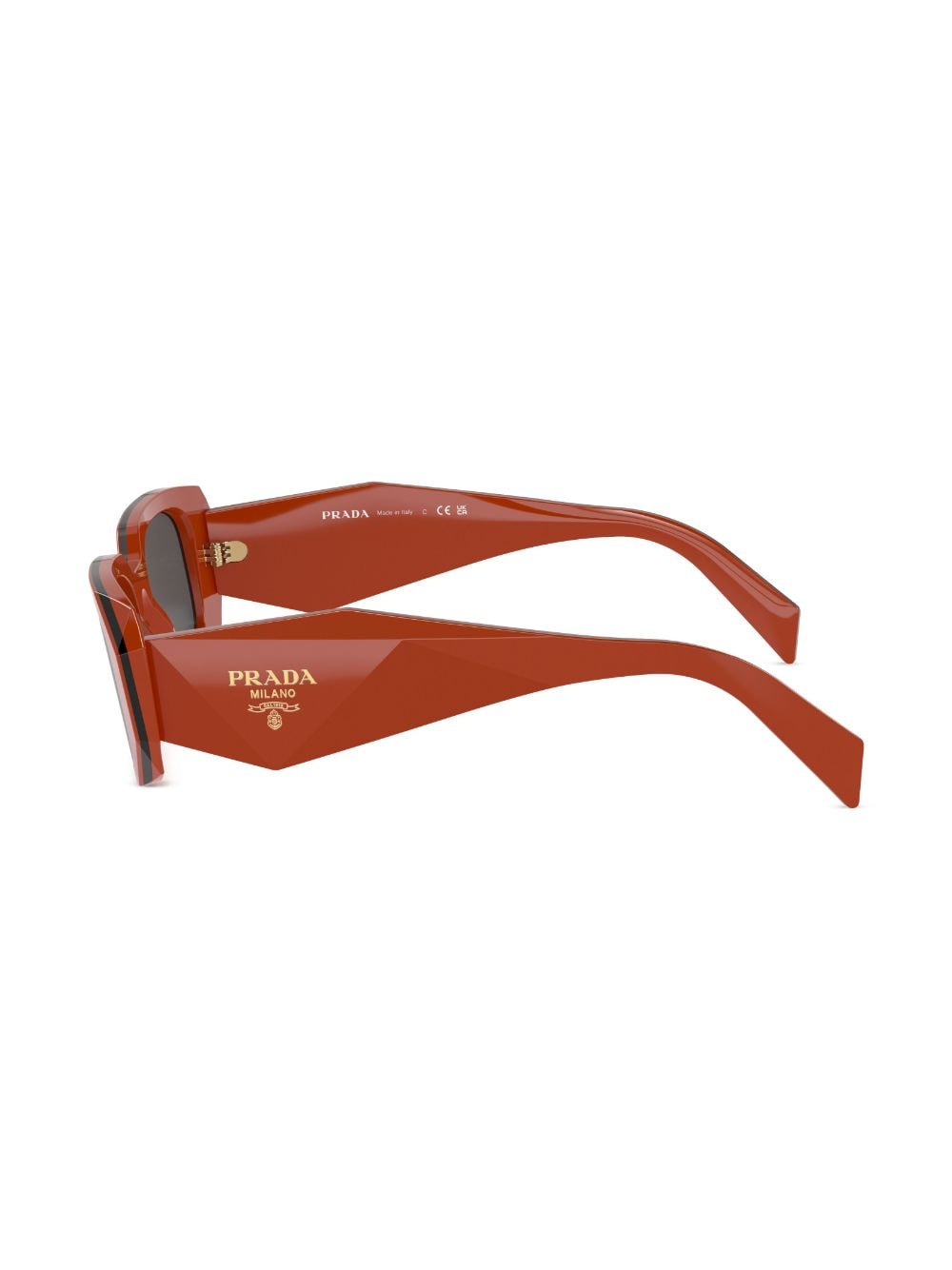 Shop Prada Rectangle-frame Sunglasses In Red