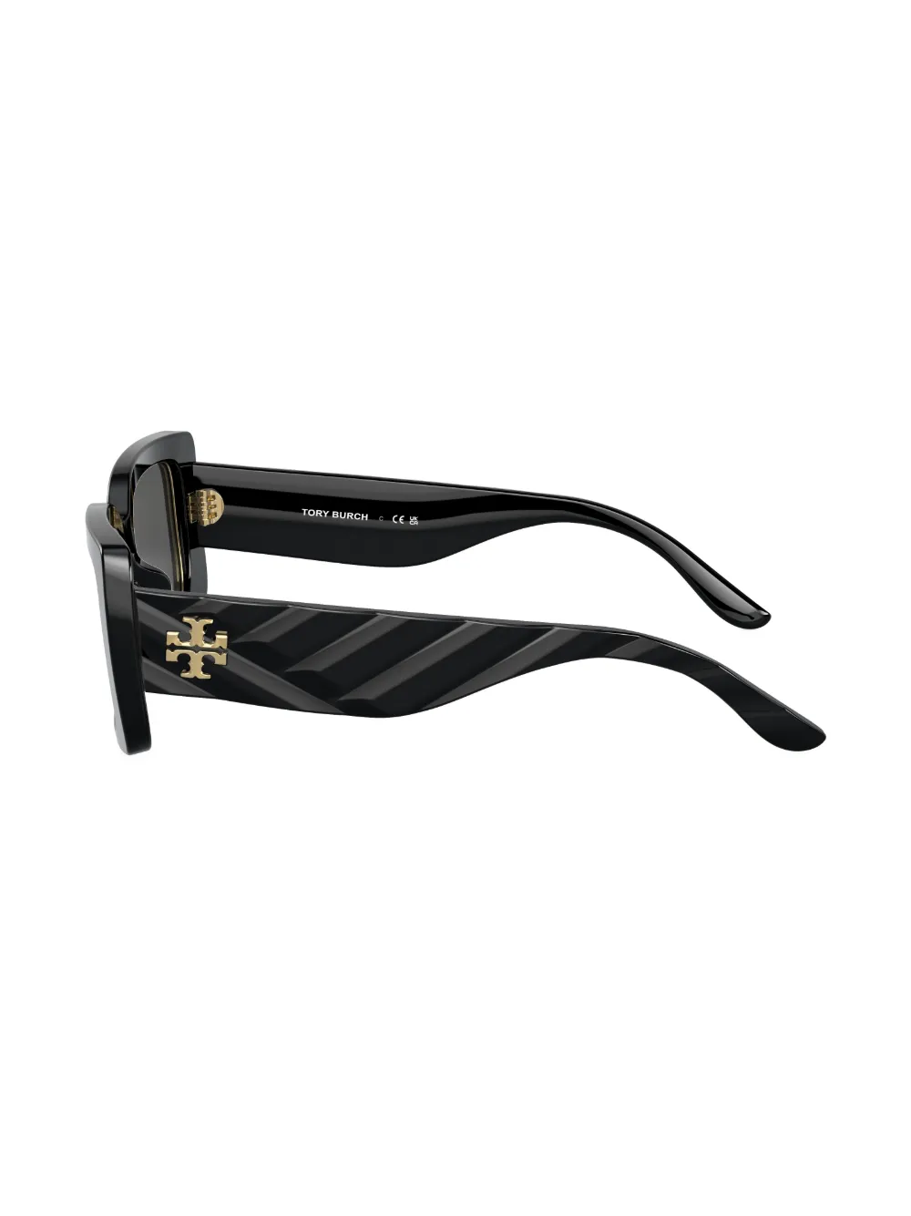 Shop Tory Burch Logo-plaque Rectangle-frame Sunglasses In 170987 Black