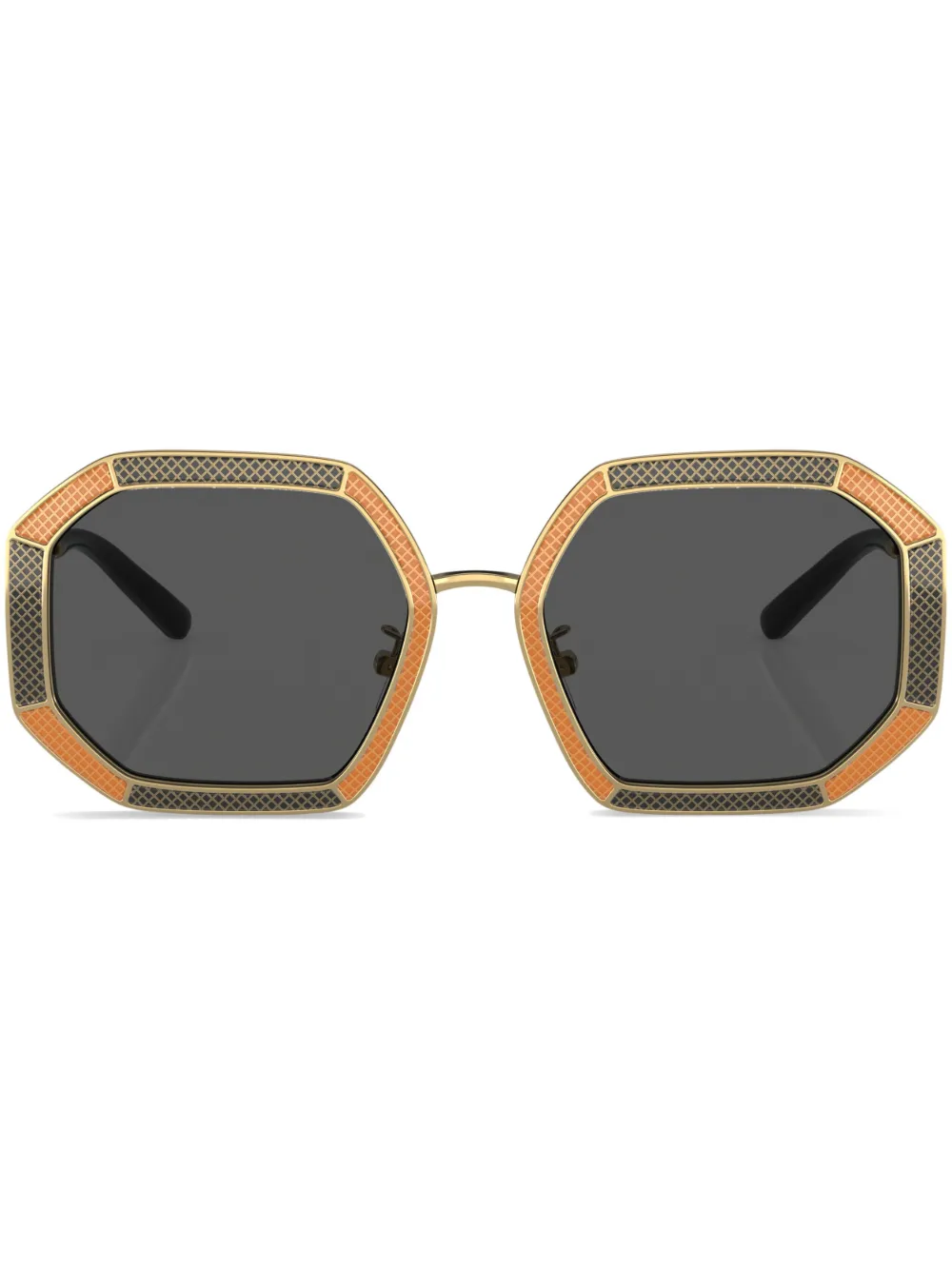 Tory Burch Tinted-lenses Geometric-frame Sunglasses In Gold