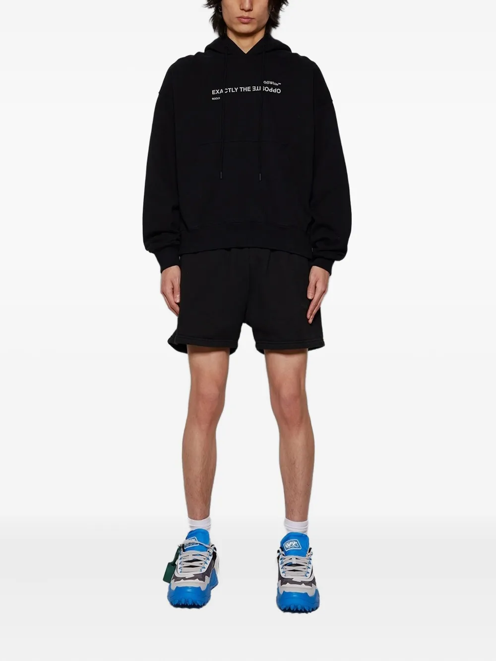 Off-white Drawstring-waist Track Shorts In Black