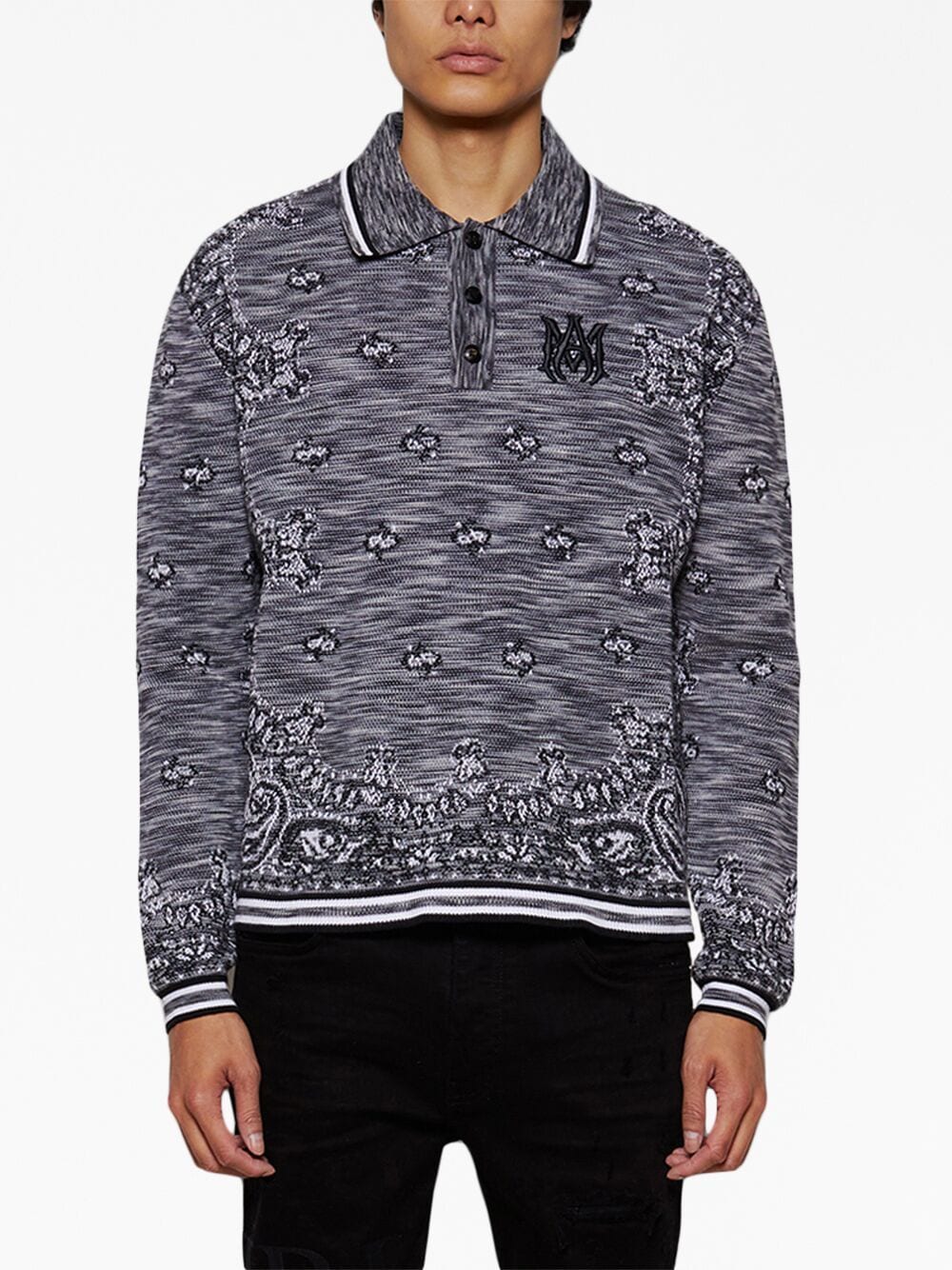 Amiri Monogram-Embroidered Space-Dye Bandana Hoodie