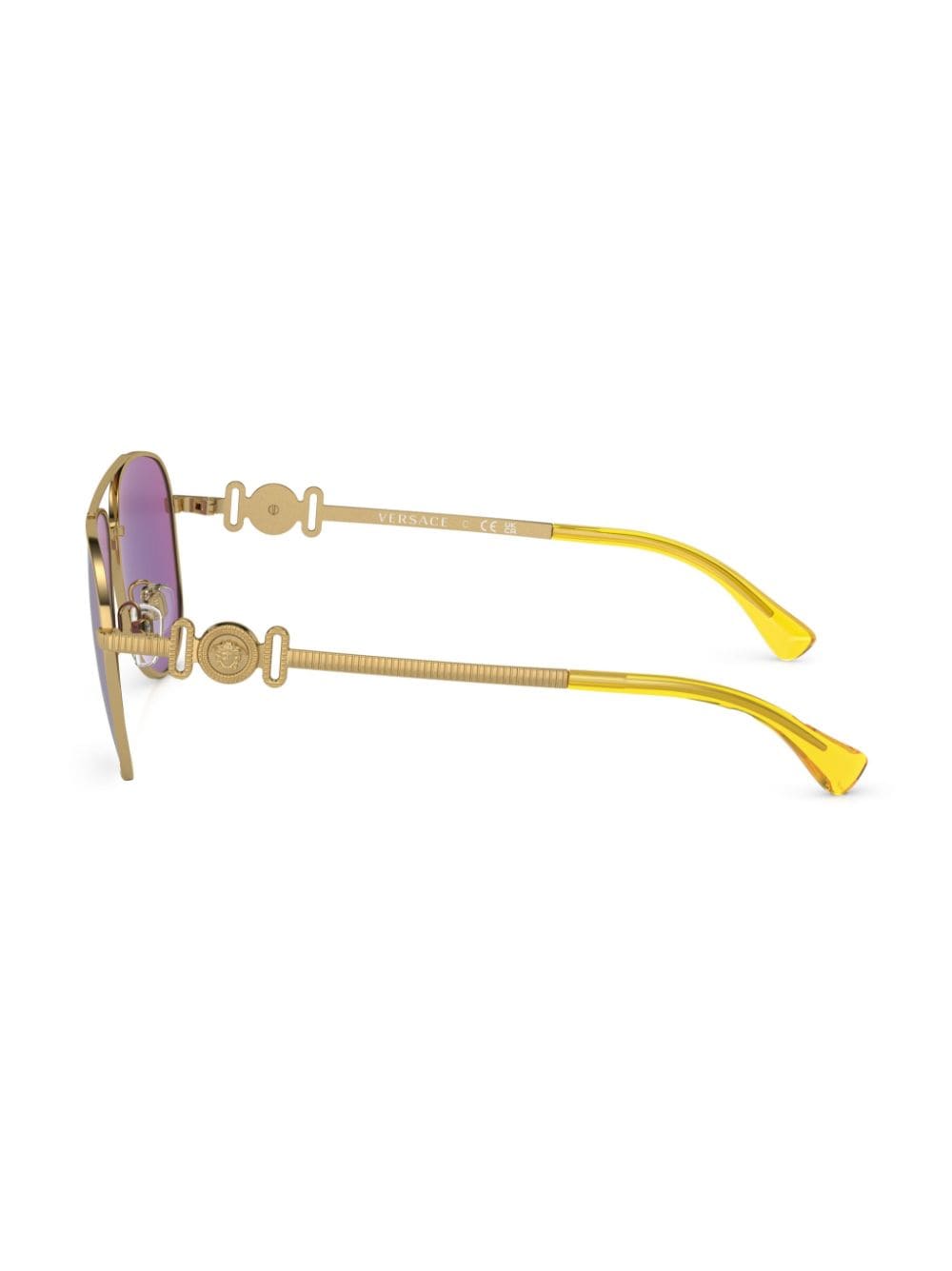 Shop Versace Pilot-frame Mirrored Lenses Sunglasses In Gold