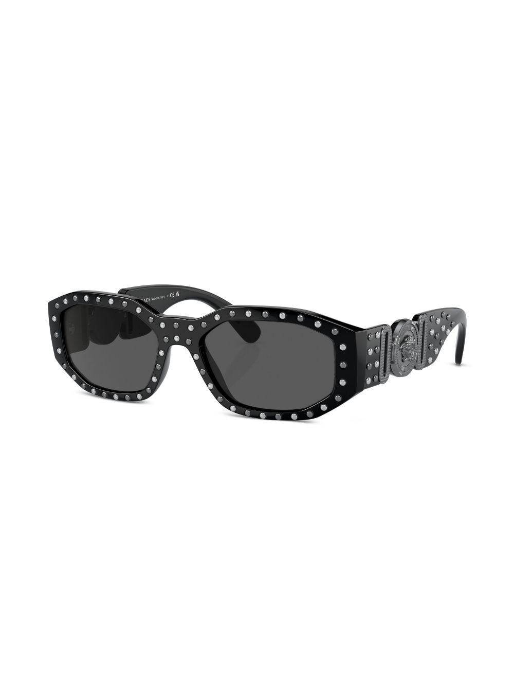 Shop Versace Biggie Stud-embellished Sunglasses In Schwarz