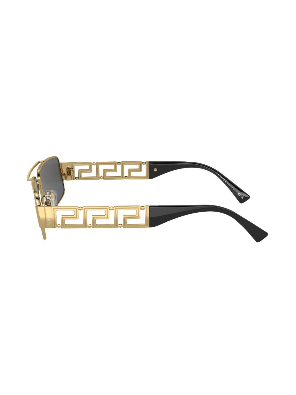 Shop Versace Greca-detail Rectangle-frame Sunglasses In Gold